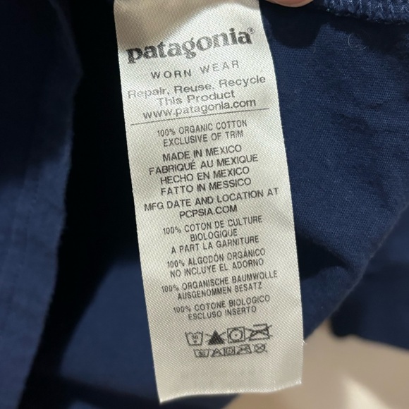 Patagonia Boys Long Sleeved Graphic Organic Cotton Shirt Navy Size L (12) - Picture 5 of 6